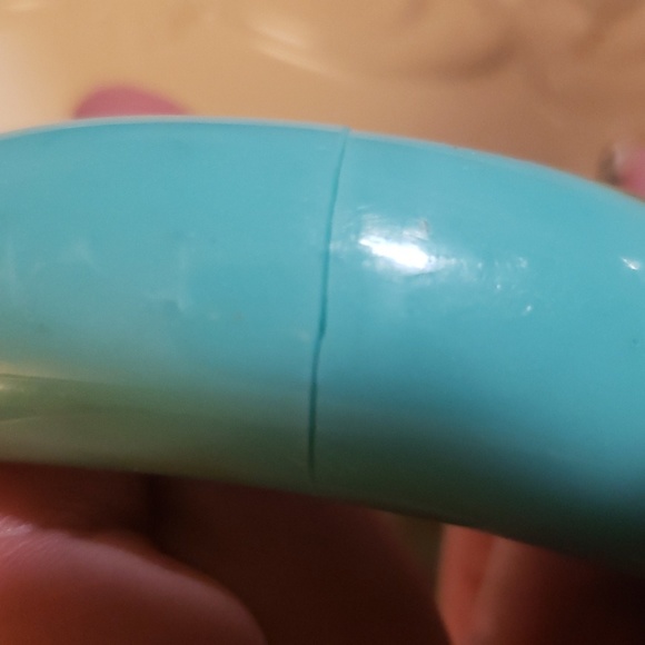 Kitchy Retro Bundle of Turquoise/Seafoam colored Glass Button Covers and Bangle - Picture 9 of 10